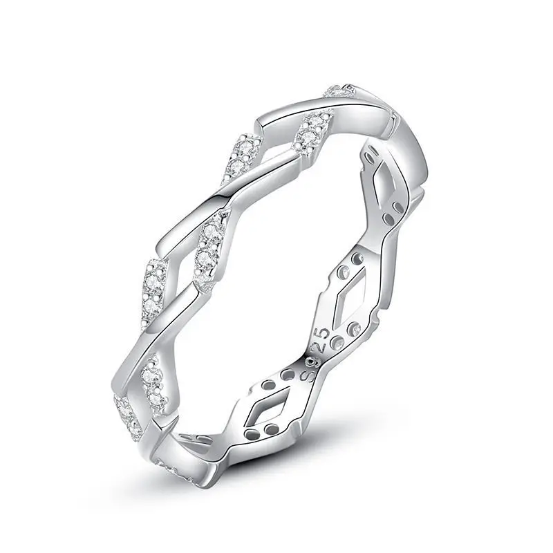 

S925 sterling silver personalized wave fine ring for women - geometric ripple Japanese and Korean style