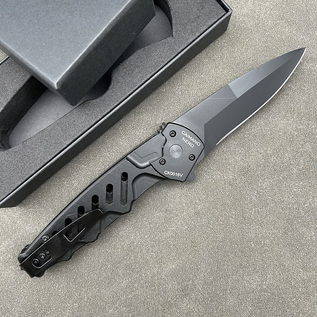 نسبة خارجية CAIMANO NERO سكين للفرد صلابة عالية في الهواء الطلق بقاء EDC أداة CNC الألومنيوم التكتيكية والعتاد القتالية الدفاع السكاكين