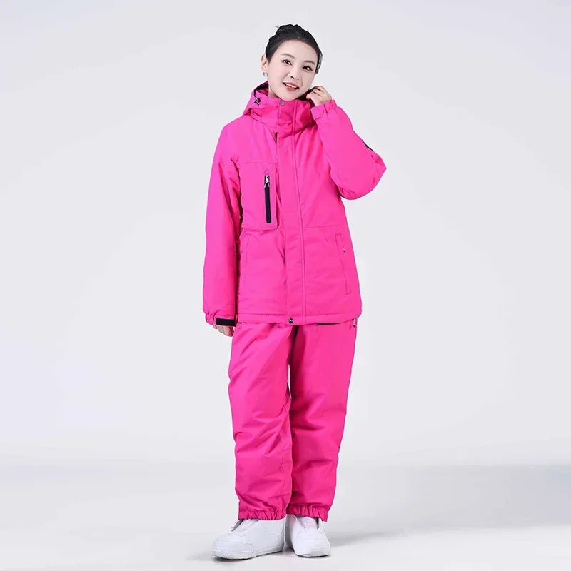 Winter Hooded Jacket Pants Women Ski Suits Outdoor Sport Mountain Man Snow Sets Windproof Warm Female Snowboard Costume Clothes