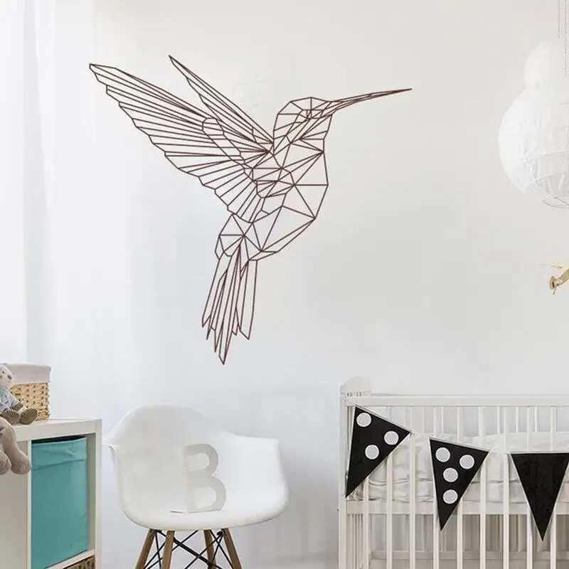 Geometric Colibri Bird Wall Decal Abstract Nature Birds Animal Wall Sticker Vinyl Art Home Decor Living Room Bedroom Mural 3847
