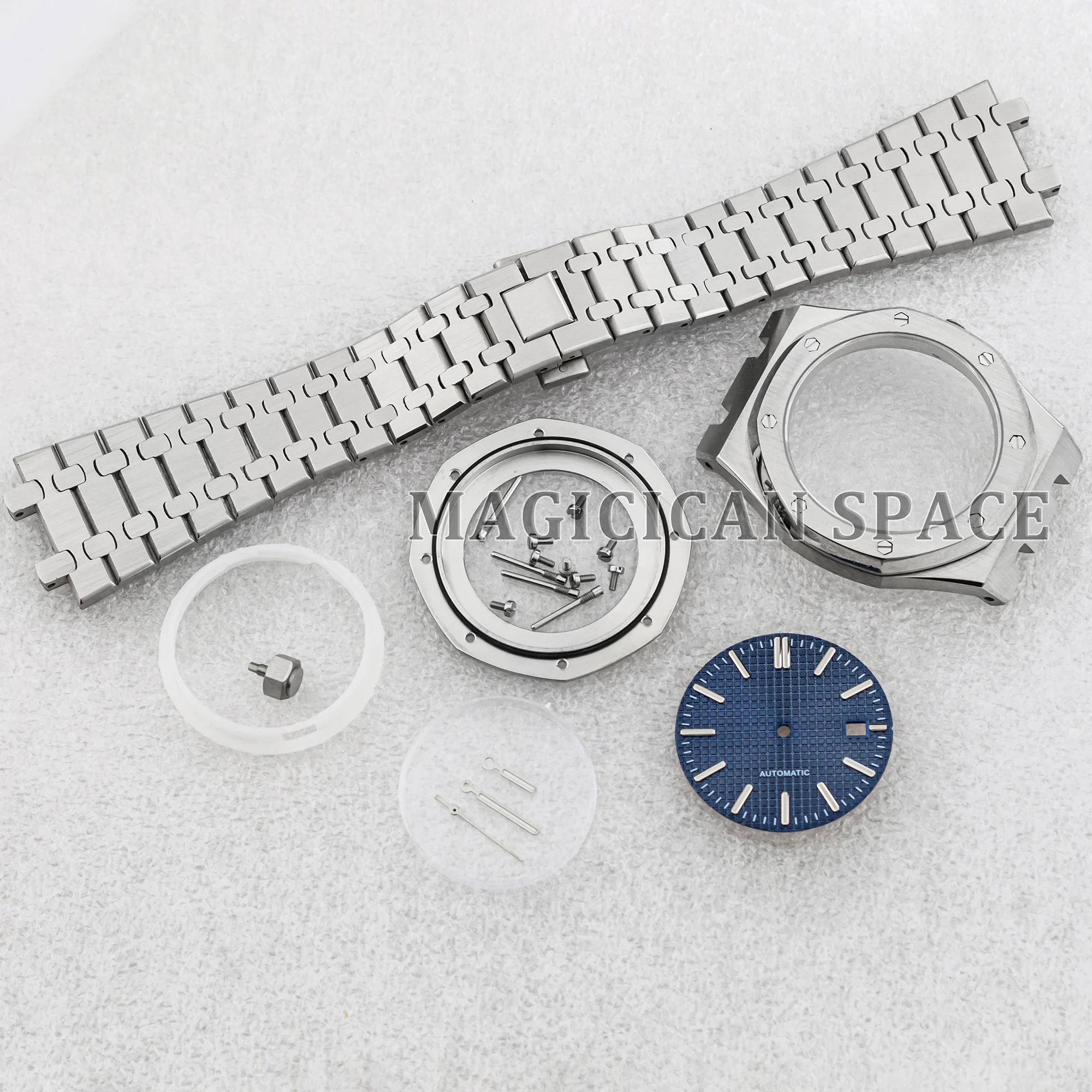 41mm NH35 Watch Case 31.8mm Dial Hands Stainless Steel Bracelet Strap for Oak NH35 Automatic Mechanical Movement Parts Assemble