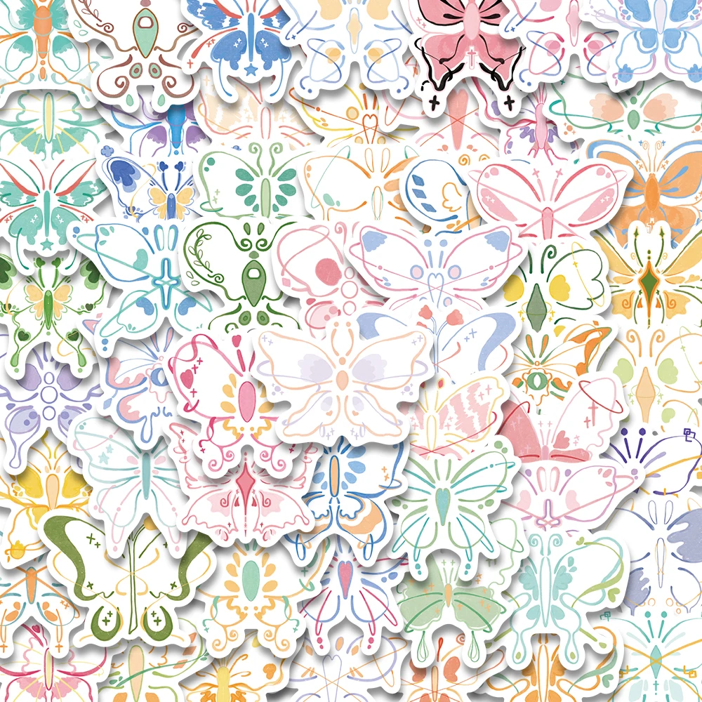 60PCS Colorful Butterfly Stickers Exquisite Handbag Material Phone Case Laptop Water Cup Luggage Waterproof Stickers