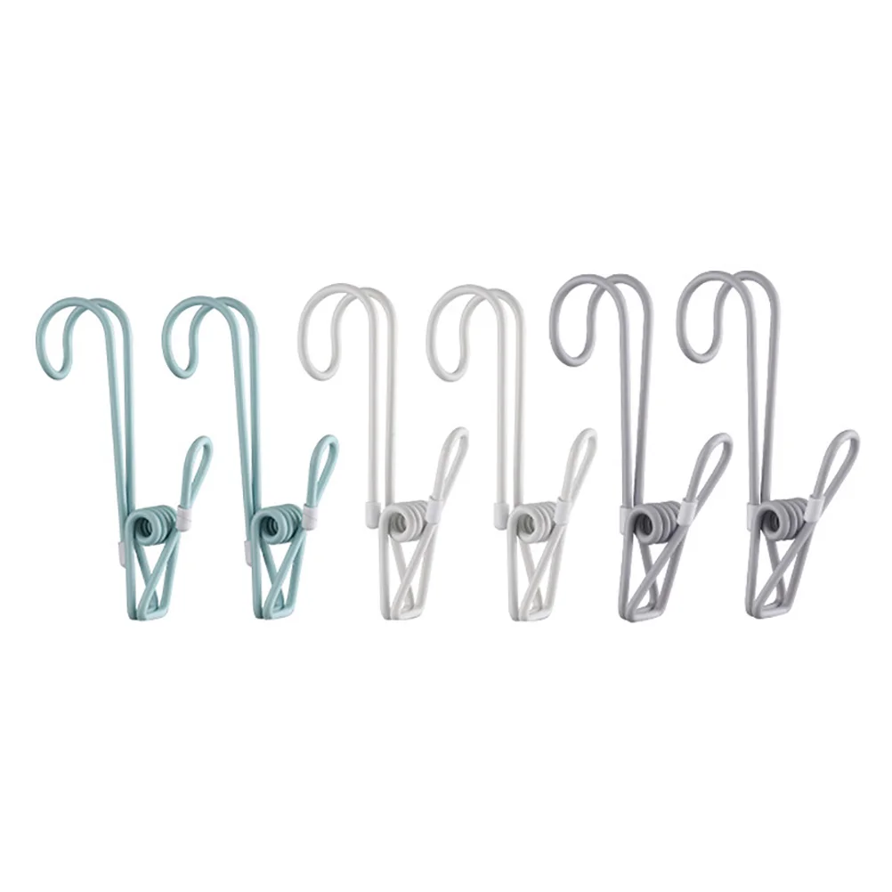 

6Pcs Hook Clips Plastic Steel Windproof Sock Clamp Household Towel Clip Clothes Flag Holder Sock Clip Windproof Clothing Clamp