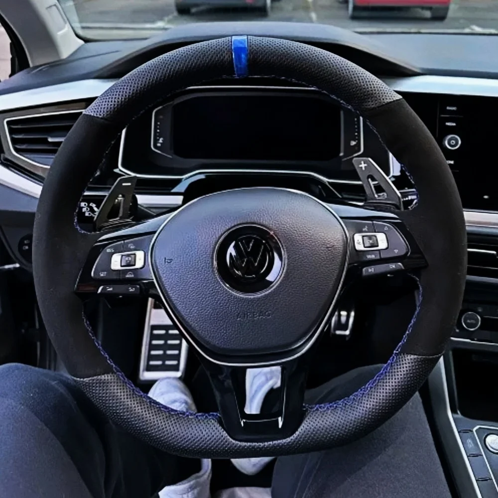 Customization Car Steering Wheel Cover Accessories Hand Sewing Suede Leather For Volkswagen VW Golf 7 Mk7 New Polo Jetta