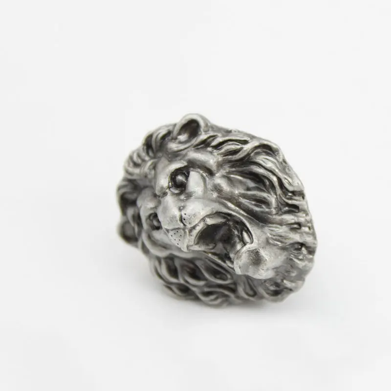 The Lion Design Cabinet Handles Unique Antique Silver Drawer Knobs Retro Dresser Wardrobe Pulls Pewter Furniture Hardware