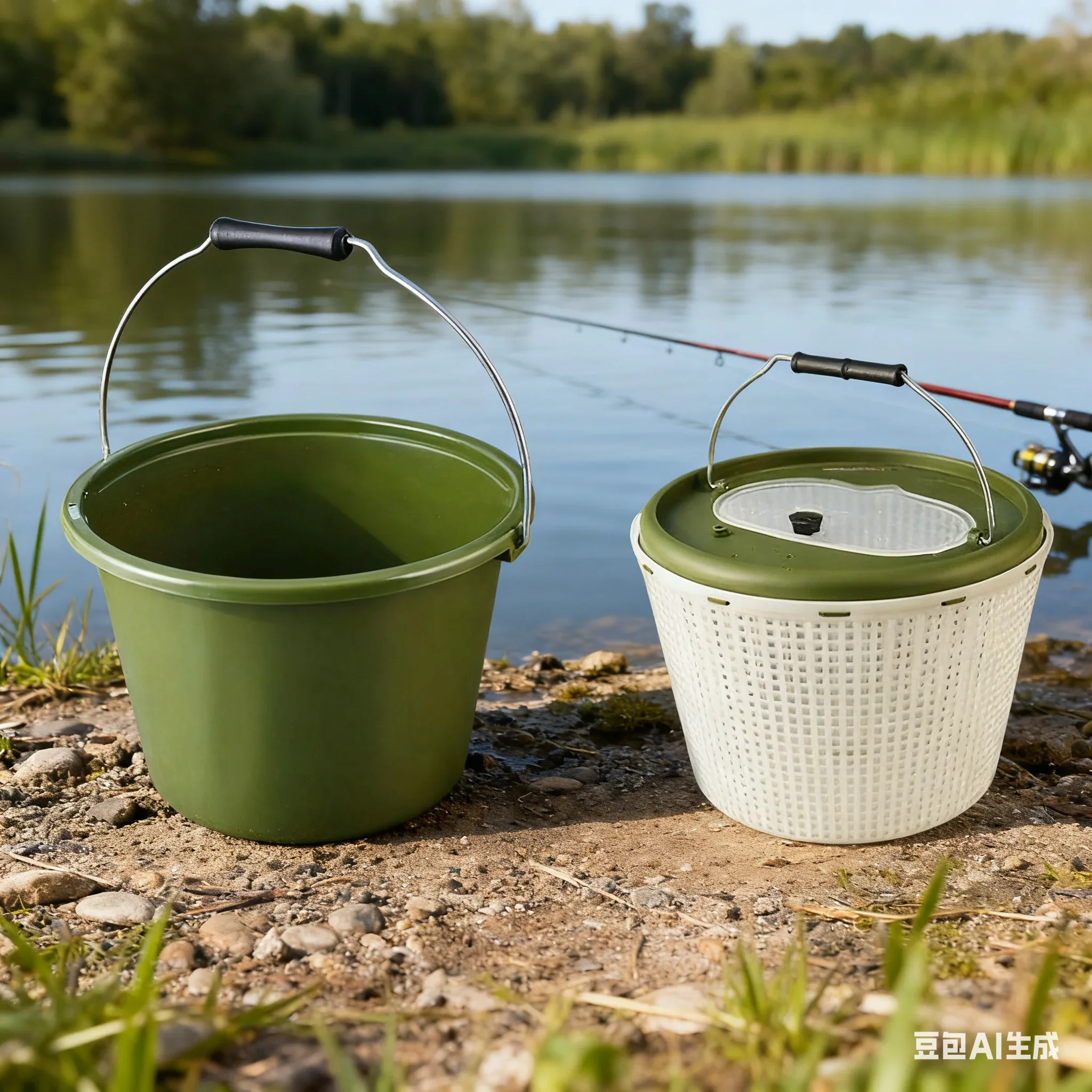 

2-in-1 Live Fish Bucket 20/23cm Double-layer Double Handle Fish Strainer Handheld Beachcombing Bucket Replace Accessories