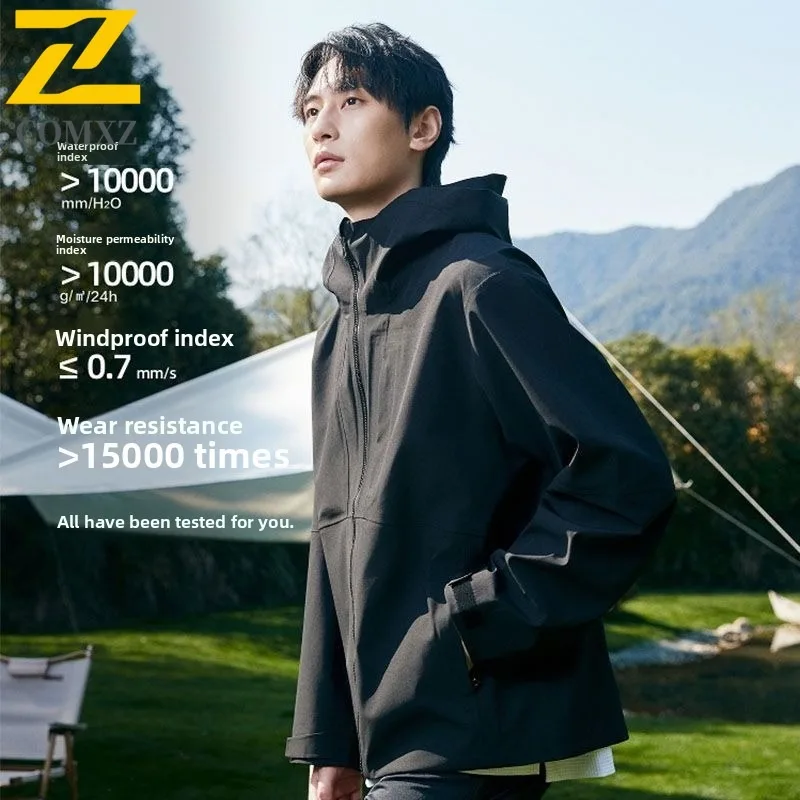 

COMXZ Мужская куртка Классическая с капюшоном для альпинизма на открытом воздухе Ветрозащитная мужская ветровка Премиум Кемпинг Легкая весенне-осенняя одежда