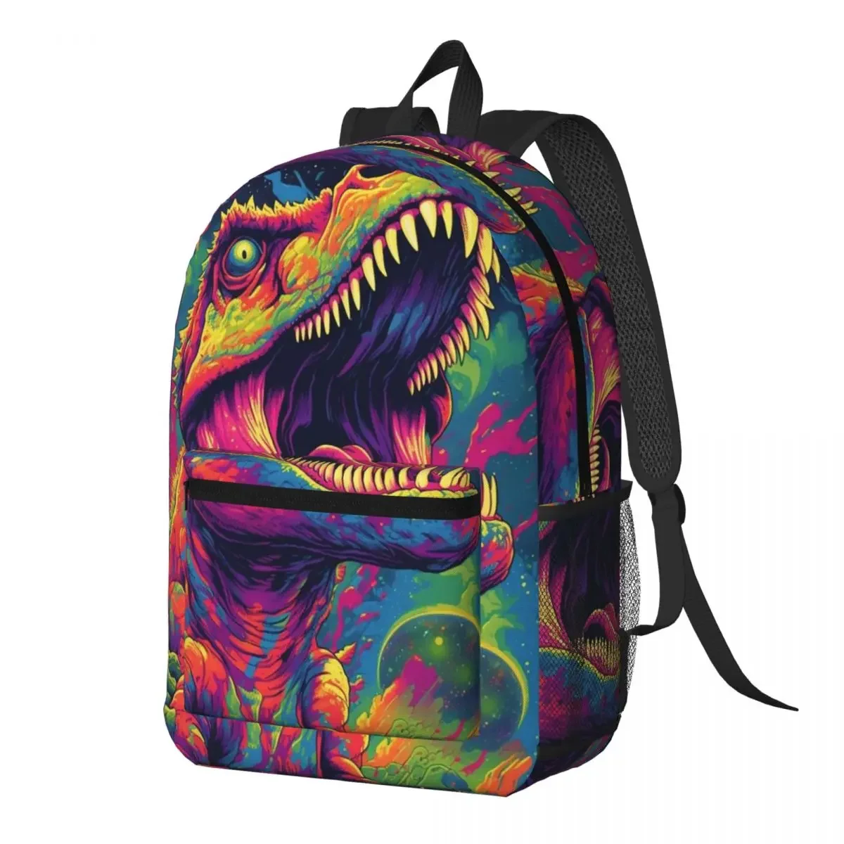 Dinosaur Colorful Graffiti Print Backpack Daypack Large Capacity Kids BookBag School Bag Shoulder Bags for Men Women