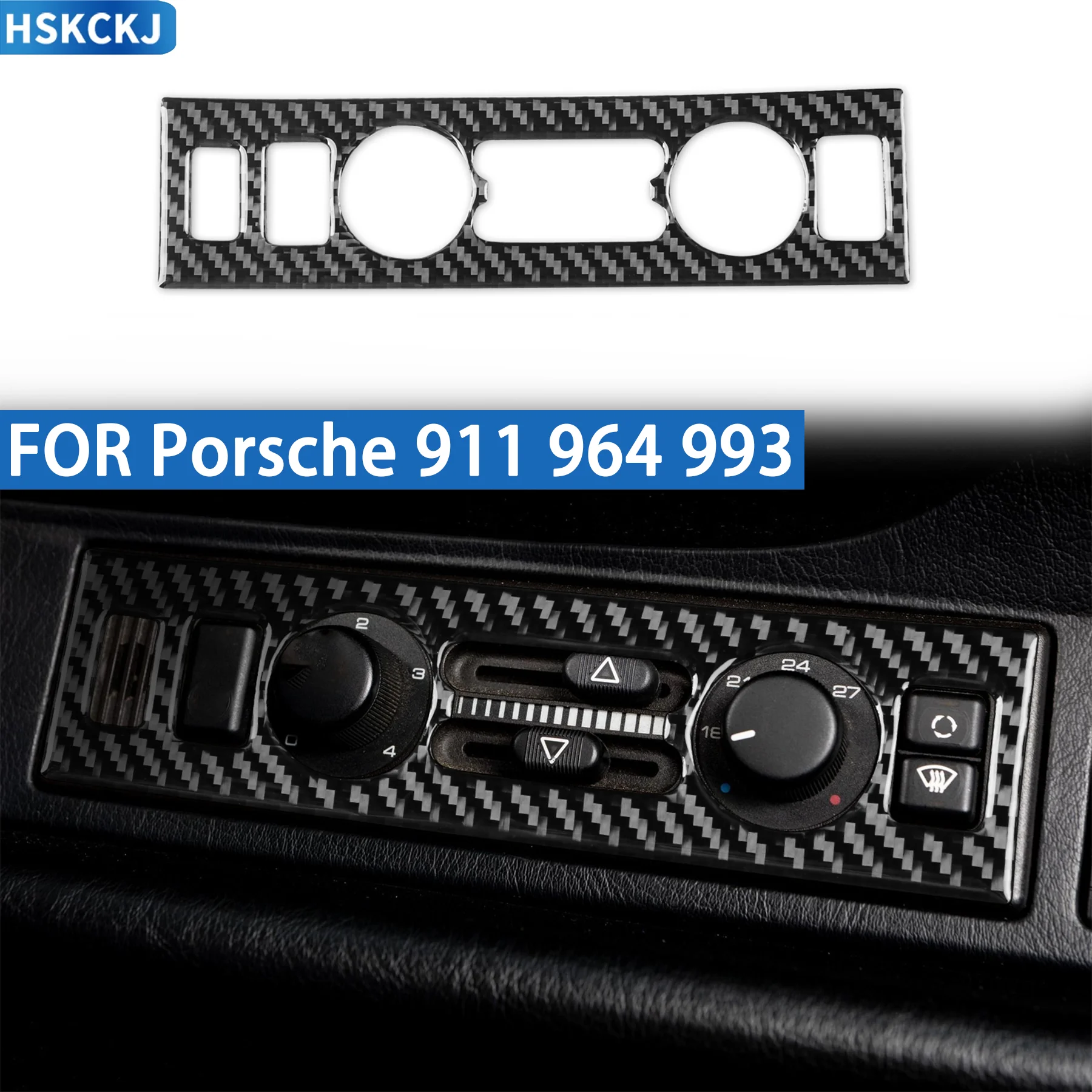 

FOR Porsche 911 964 993 1986-1998 Car Central Control Air Conditioning Control Cover Real Soft Carbon Fiber Accessories Sticker