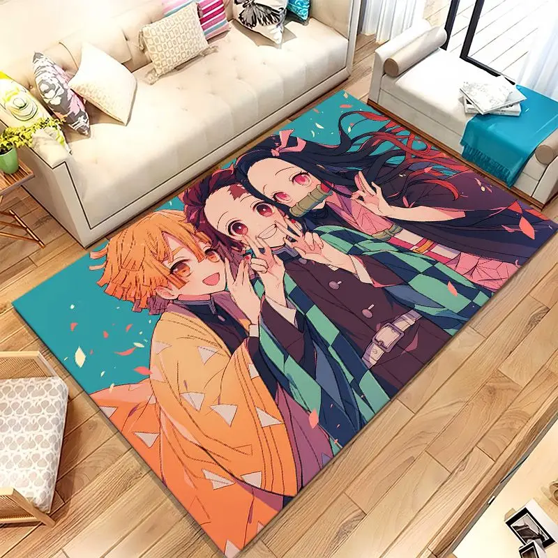 Demon Slayer Kimetsu no Yaiba Tanjiro Nezuko Anime Non-Slip Area Rug for Living Room,Bedroom Carpet Mat for Sofa,Home Decor Gift