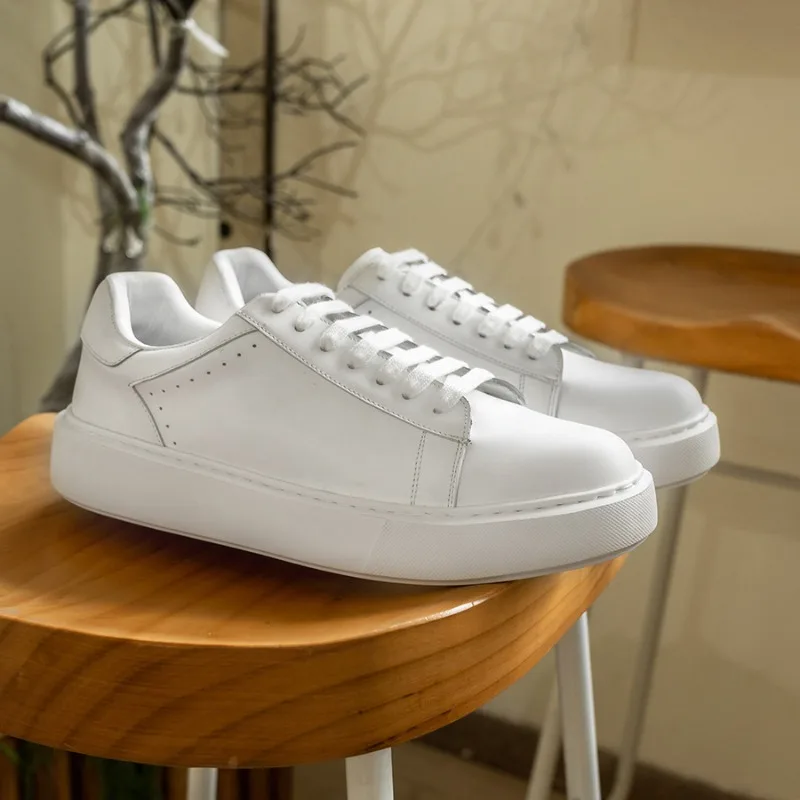 

Men Casual Shoes Fashionable Genuine Leather Comfortable Thick Soled Height Increasing Men Shoes