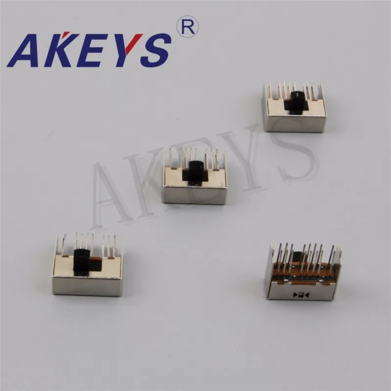 10PCS SK-43D04 4P3T-G7 Four pole three throw handle heights 7.0mm slide switch side insert 16 pin with 2 fixed pin