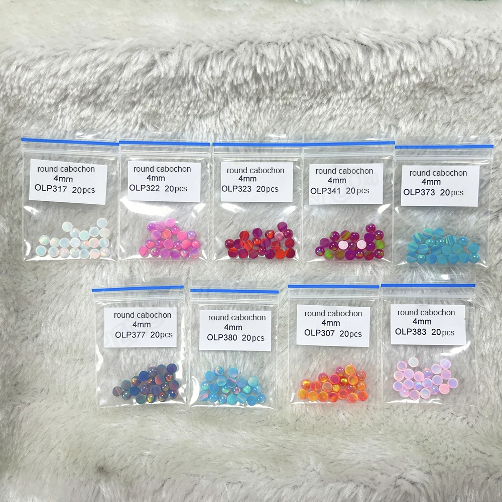 

20/50pcs Flat Back Beads for Crafting OLP303-OLP383 Nebula Opal Beads Round Cabochon Stone