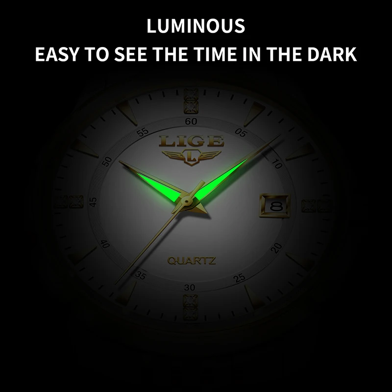 LIGE 2025 جديد ساعة رجالي ساعة رجالي فاخرة مقاوم للماء مضيئة الفولاذ المقاوم للصدأ ساعة رياضية كوارتز ساعة رجال الأعمال