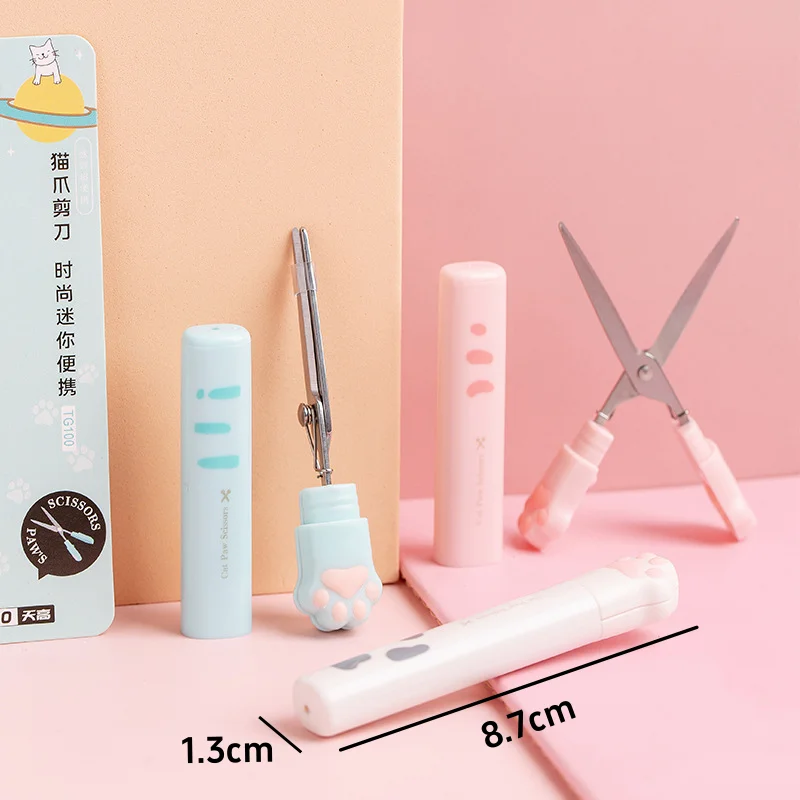 4 Colors Cute Cat Claw Scissors Paper Cutting Tools for Student Convenient Hand Account Making Stationery Scissors Supplies