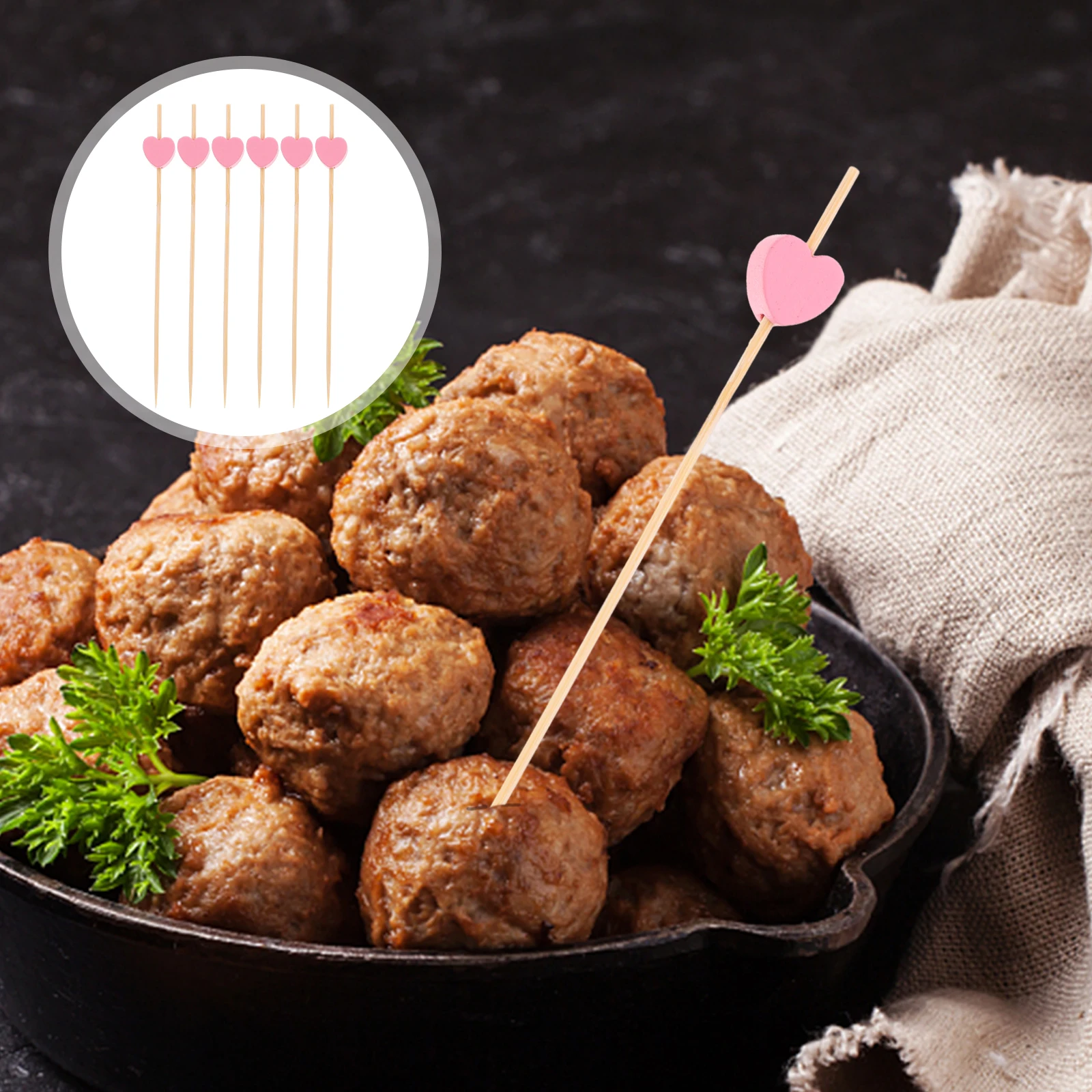 

100pcs Heart Fruit Picks Wooden Bamboo Appetizer Skewers For Party Sandwich Dessert Snacks Cocktail Sticks Food Picks Party