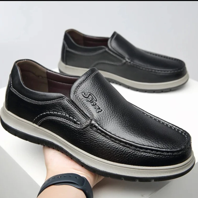 

Handmade Genuine Leather Casual Shoes Winter sneaker Men's Loafers Youth Driving Shoes man Formal Shoes Elderly Footwear2025