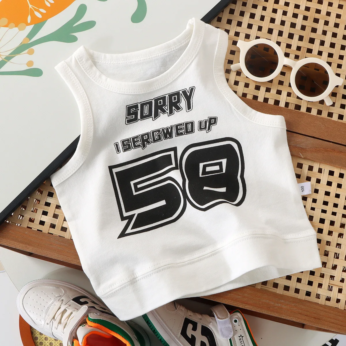 Summer Girls Tank Tops Sleeveless Vest for Kids Children Sports Tops Letter Leisure Teen Underwear Baby Clothing