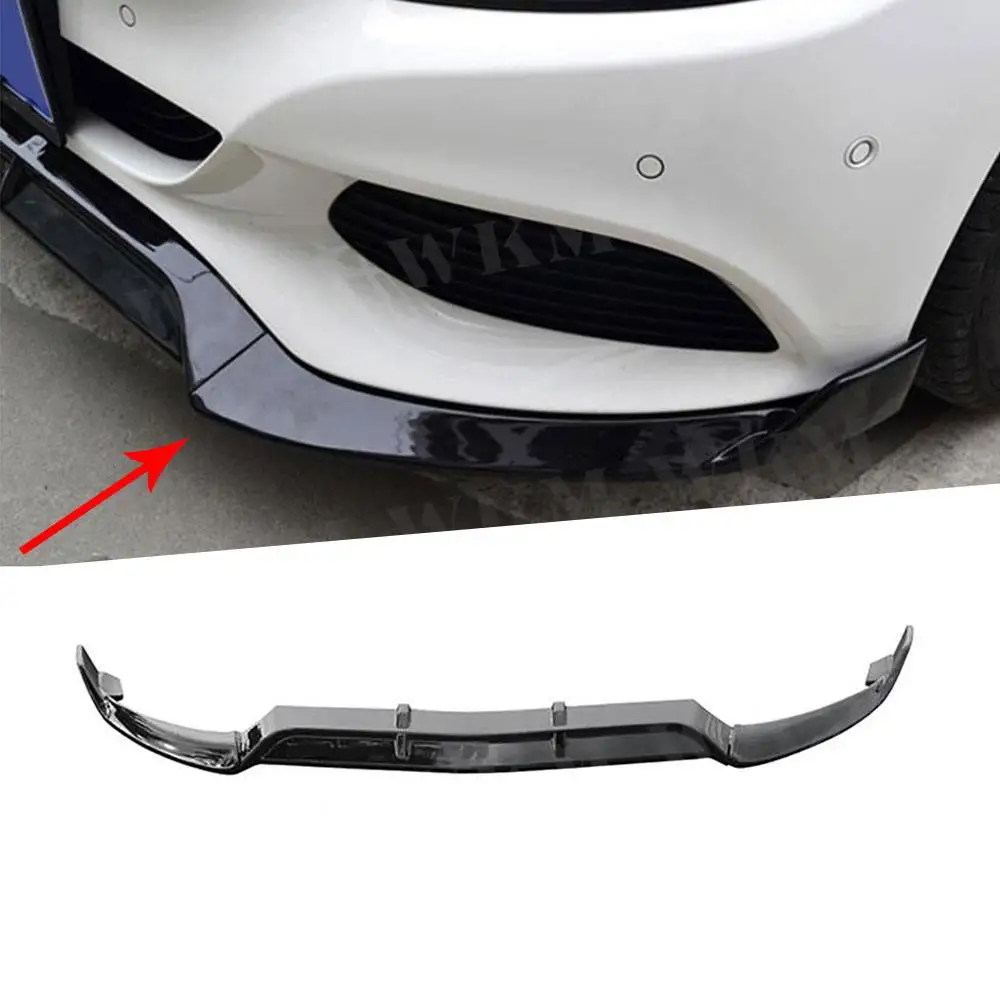 

ABS Gloss Black Front Bumper Lip Spoiler For Benz W205 C205 C200 C300 C43 AMG Standard 2014-2019 Three-section Front Lip Chin