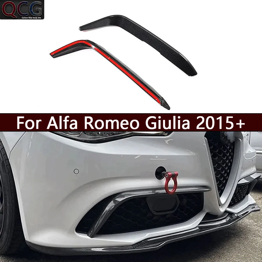 For Alfa Romeo Giulia 2015  Carbon Fiber wind knife Front Bumper Side Splitter Car Wind Blade Trims Car Accessories body kit