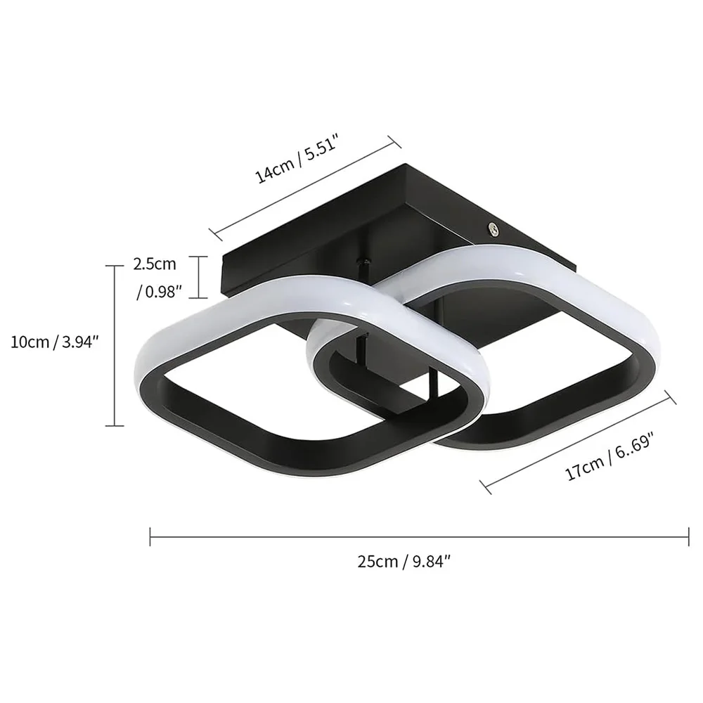 AC85-265V Modern LED Ceiling Light for Living Room Bedroom Kitchen Surface Mounted Square Ring Ceiling Lamp Dimming Aisle Light