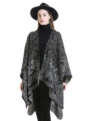 Imitation Cashmere Women Scarf Autumn Winter Boho Floral Warm Poncho Wrap Blanket Capa Para Mujer Pashmina Shawls Echarpe Hiver