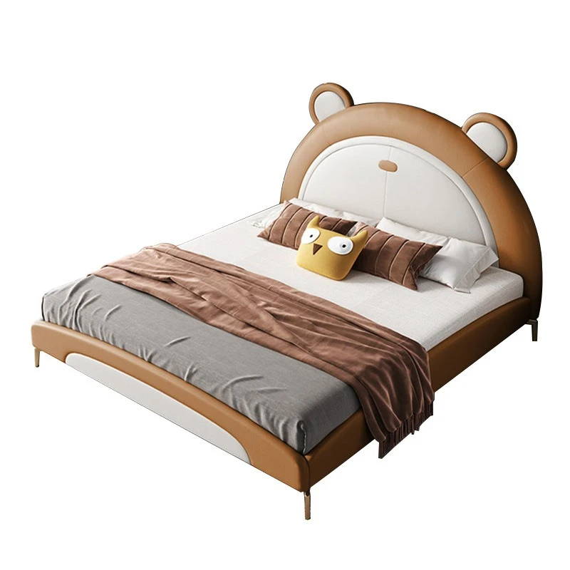 

Children's Bed Boy Raccoon, Cartoon Bed 1.5 Single, Teen Leather Bed