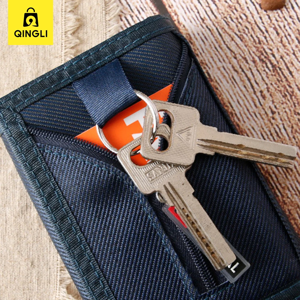 New Retro Canvas Wallet for Men Outdoor Sports Wallets Women\'s Bank Credit Card Bag with Key ring HOOk&LOOP Zipper Coin Purse