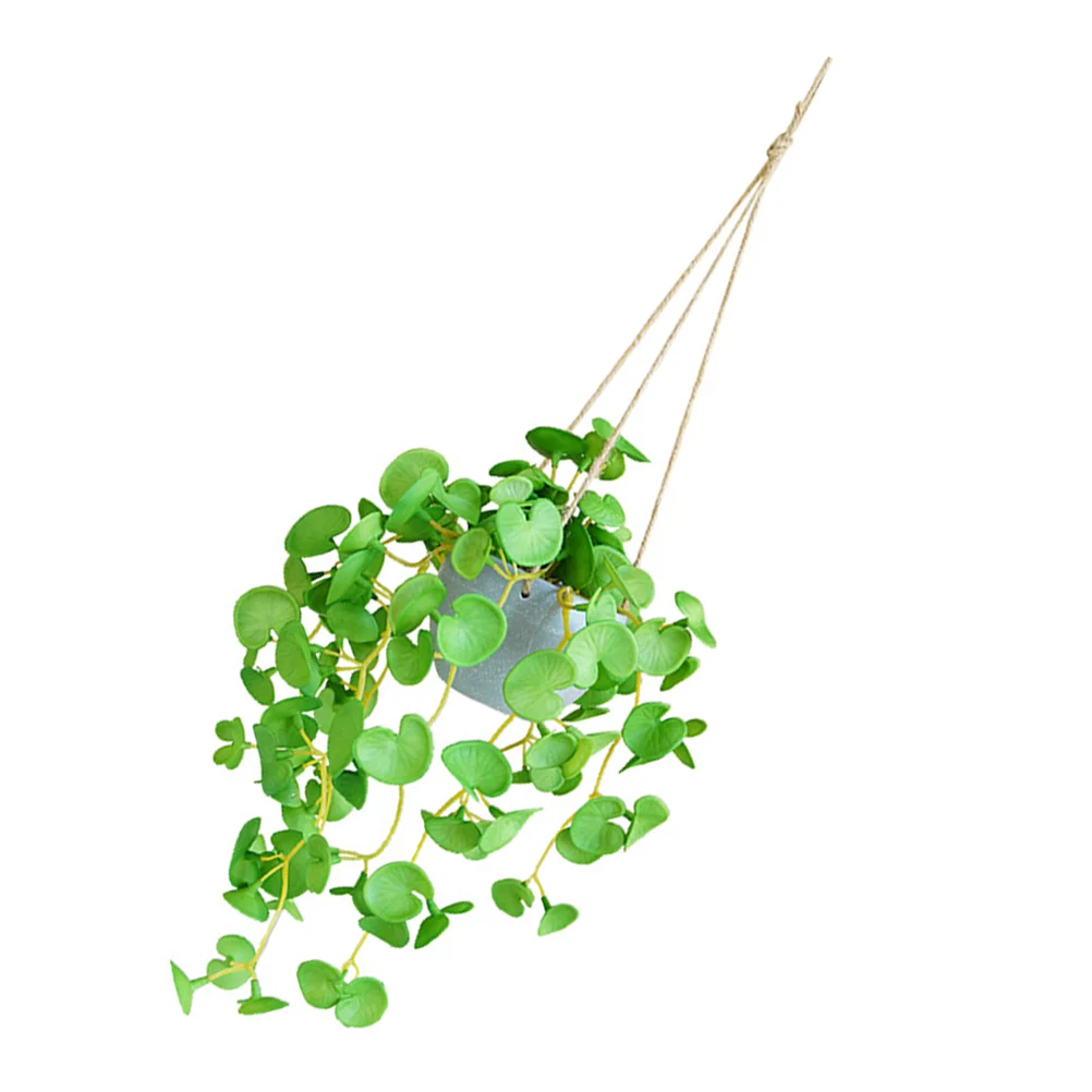 

Hanging Artificial Plants Basket Potted Succulents Household Wall Green Plastic Rattan