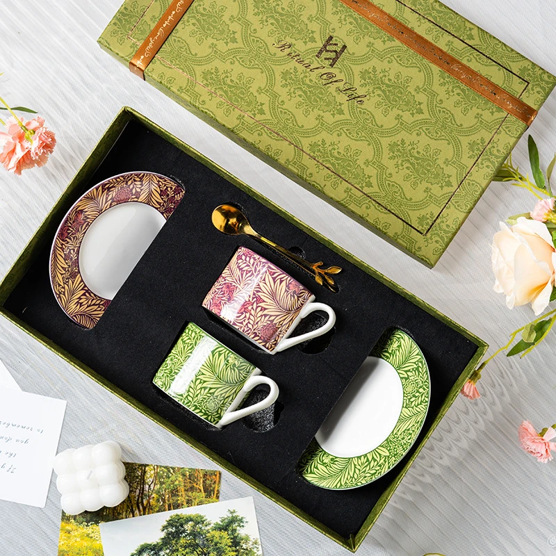 مصنع مطبوعة العظام الصين العتيقة فنجان القهوة مجموعة السيراميك كوب شاي بعد الظهر تصميم تحسس زوجين كوب المياه تذكارية القدح دعوى