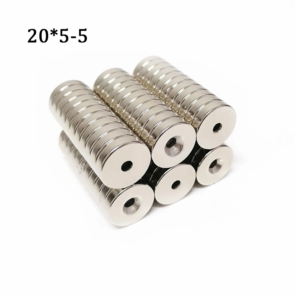 3-10 Pcs 20x5-5 mm Round NdFeB Neodymium Magnet N35 Super Powerful Small imanes Permanent Magnetic Disc 20x5 Hole 5 mm Magnetic