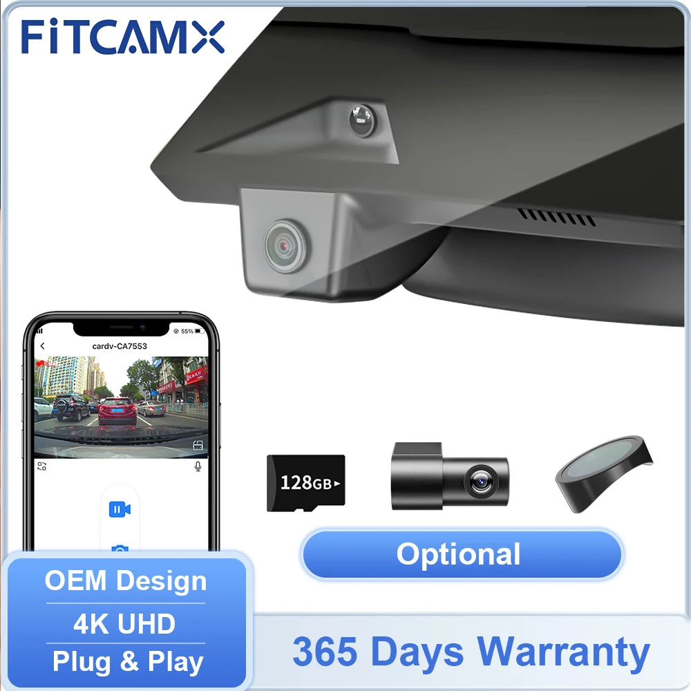 4K Frontkamera 1080P Rückkamera für Kia STONIC 2017-2026, FITCAMX Fahrzeugrekorder für Kia Rio 2017-2023, Eingebautes WIFI DVR