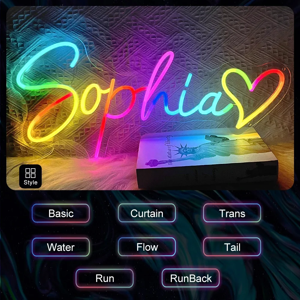 Неоновый свет RGB Умная светодиодная лампа RGB Неоновая светодиодная вывеска на заказ Знак с именем семьи Персонализированные неоновые буквы Вывески Украшение спальни Стена