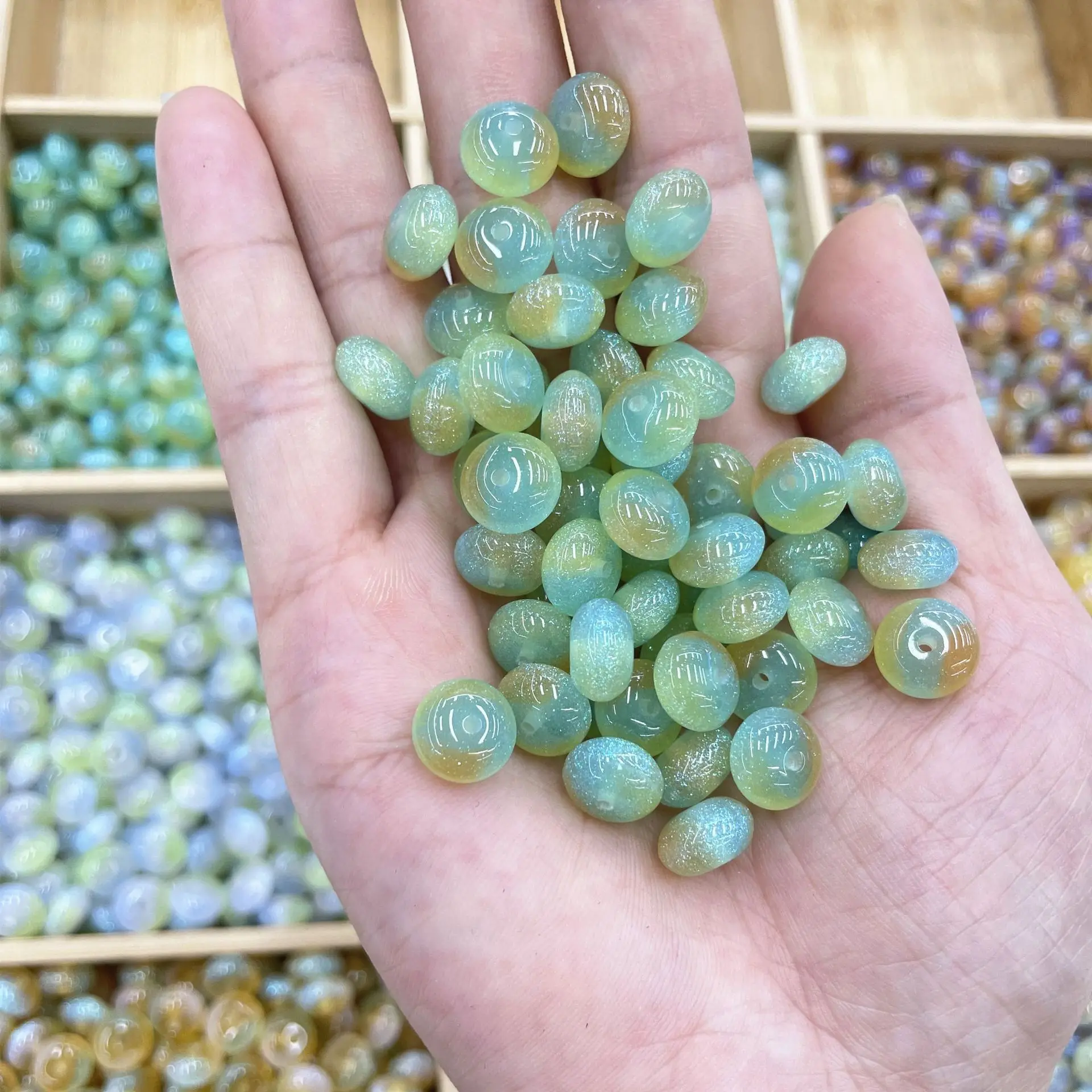 50PCS Resin Elliptical Gradient Cloud Color Beads For Jewelry Making Interval Beads Necklace Bracelet Craft DIY Supplies image 4