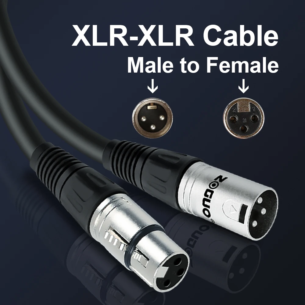 ZOGUO XLR Microphone Cable connector 3 pin Male to Female  Mixer Audio RCA HiFi cavo microfono Mic speaker Amplifier Cable Black