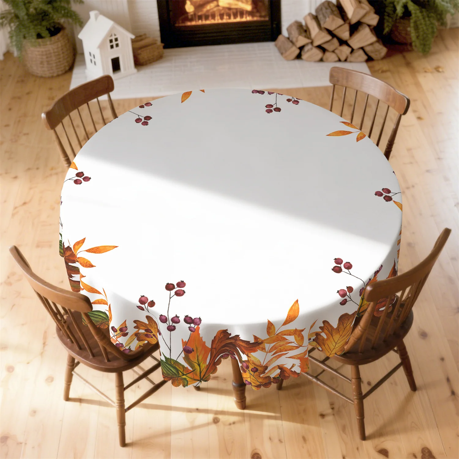 Maple leaf autumn leaf berry autumn tablecloth, 1 pack, suitable for indoor and outdoor use during Thanksgivingxzj