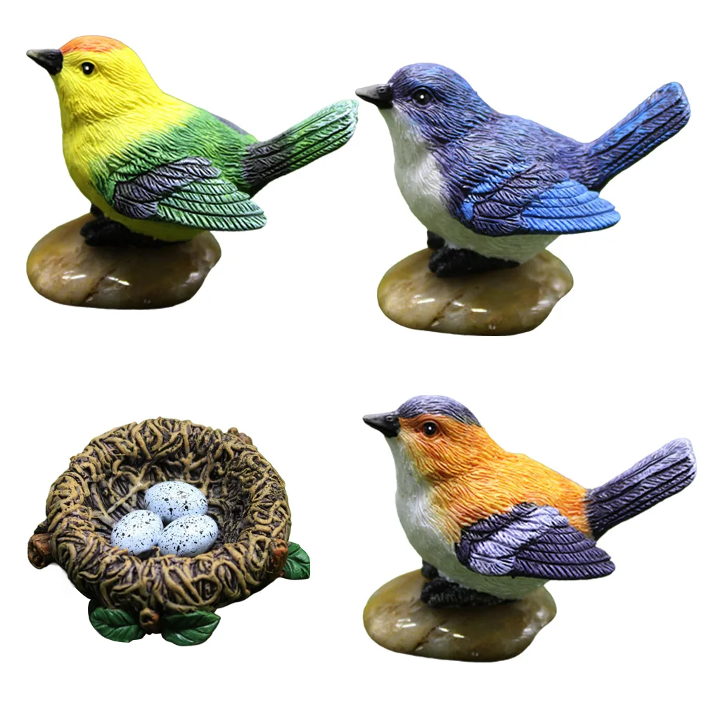 

3Pcs Bird Figurines Decorative Bird Landscape Ornaments Fairy Garden Accessories Simulation Bird Decoration for Micro Landscape