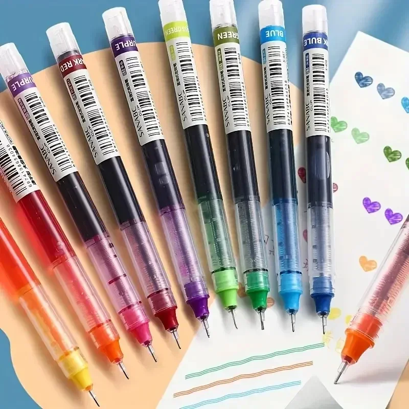 10 Stück hochwertige Nadelförmige Gelstifte mit schwarzer, blauer, roter Tinte, gerader Flüssigstift, Kawaii Schreibwaren, Schul- und Bürobedarf – Detail 9
