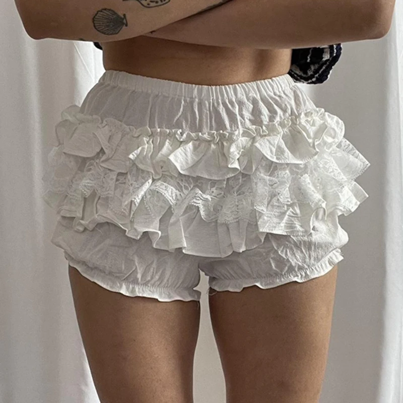 

Cottage Fairy Y2K Bloomers 90s Vintage Lace Ruffles Multi-layers Shorts Japanese Loungewear Retro Women Cutest Pumpkin Pants