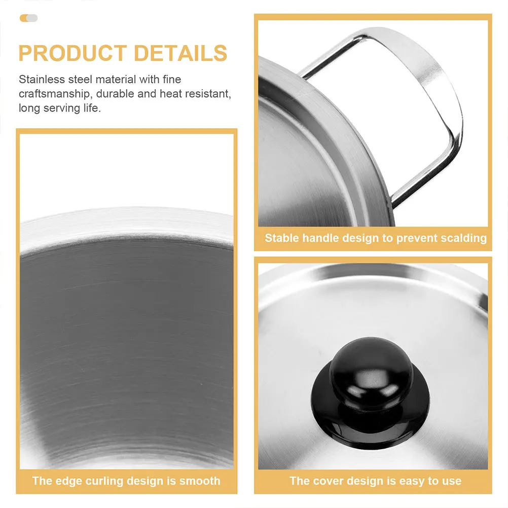 

Рамен из нержавеющей стали с крышкой, кастрюля с двойными ручками, термостойкая кухонная утварь, бытовая кастрюля, морепродукты