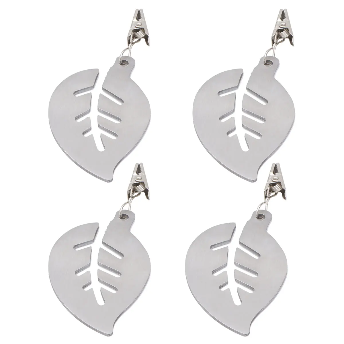 

4pcs Stainless Steel Tablecloth Clips Rustproof Leaf Shape Secure Wind-resistant Perfect Weddings Picnics Buffets