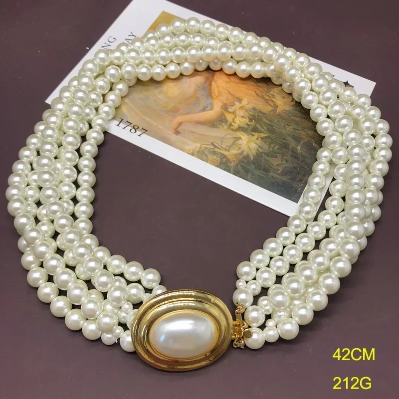 

Pearl Layered Necklace for Women, Strand Choker Necklaces for Party Wedding