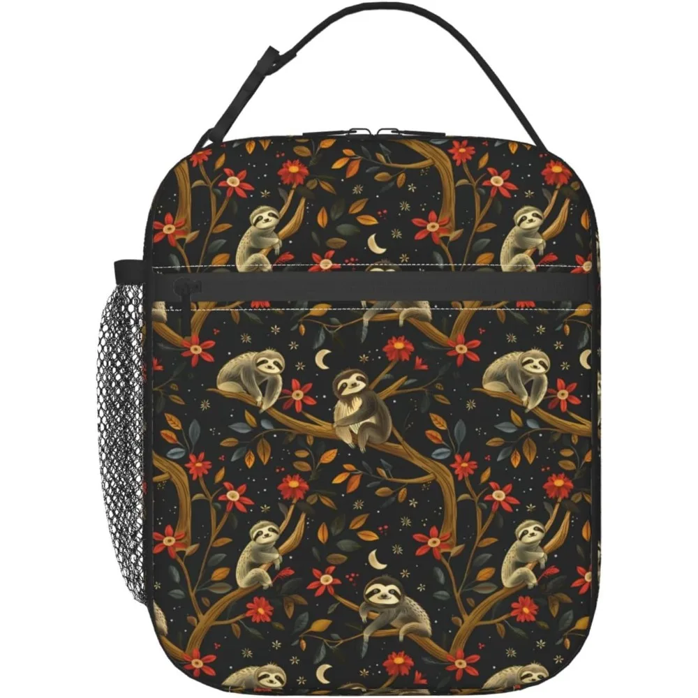 Reusable Sloth Lunch Box For Kids Girls Boys Women Adult, Insulated Cute Animal Lunch Bag,Polyester Cooler Handbags Case