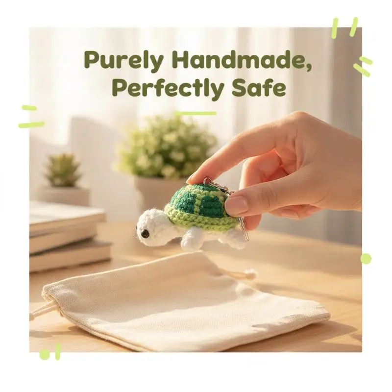 Adorable Crochet Turtle Plush Keychain Handmade Mini Pendant for Backpack Car Key Teen Birthday Gift Decor