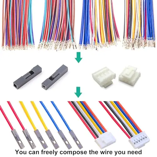 Kit de conectores Dupont HY2.0 a Dupont2.54 JST, Cable HY 2,0mm y Dupont 2,54mm, 1/2/3/4/5/6/7/8/9/10Pin (HY-to-dupont)