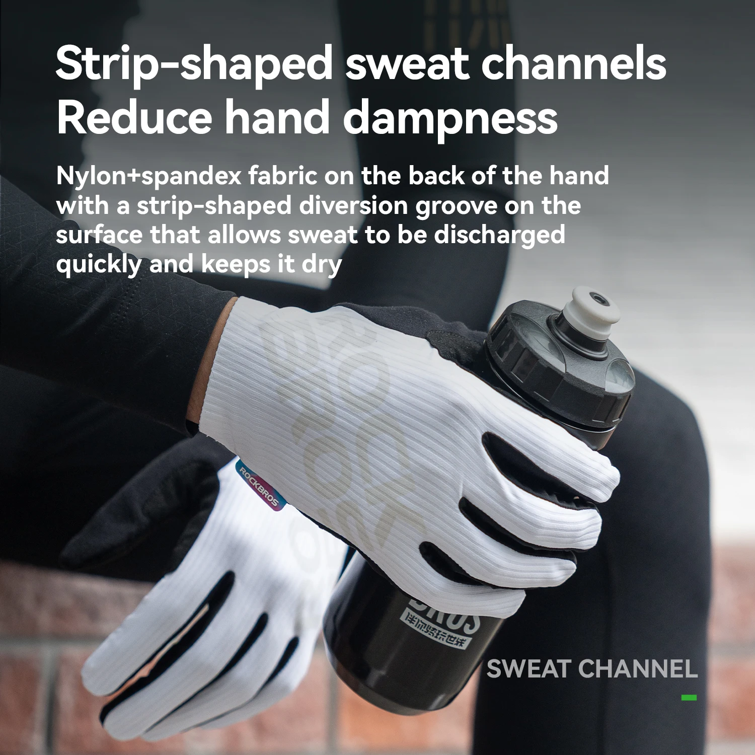 ROCKBROS Cycling Long Finger Gloves Spring Autumn Breathable Non-slip Gloves 3D printing Palm Pad Double Shock Absorption Gloves