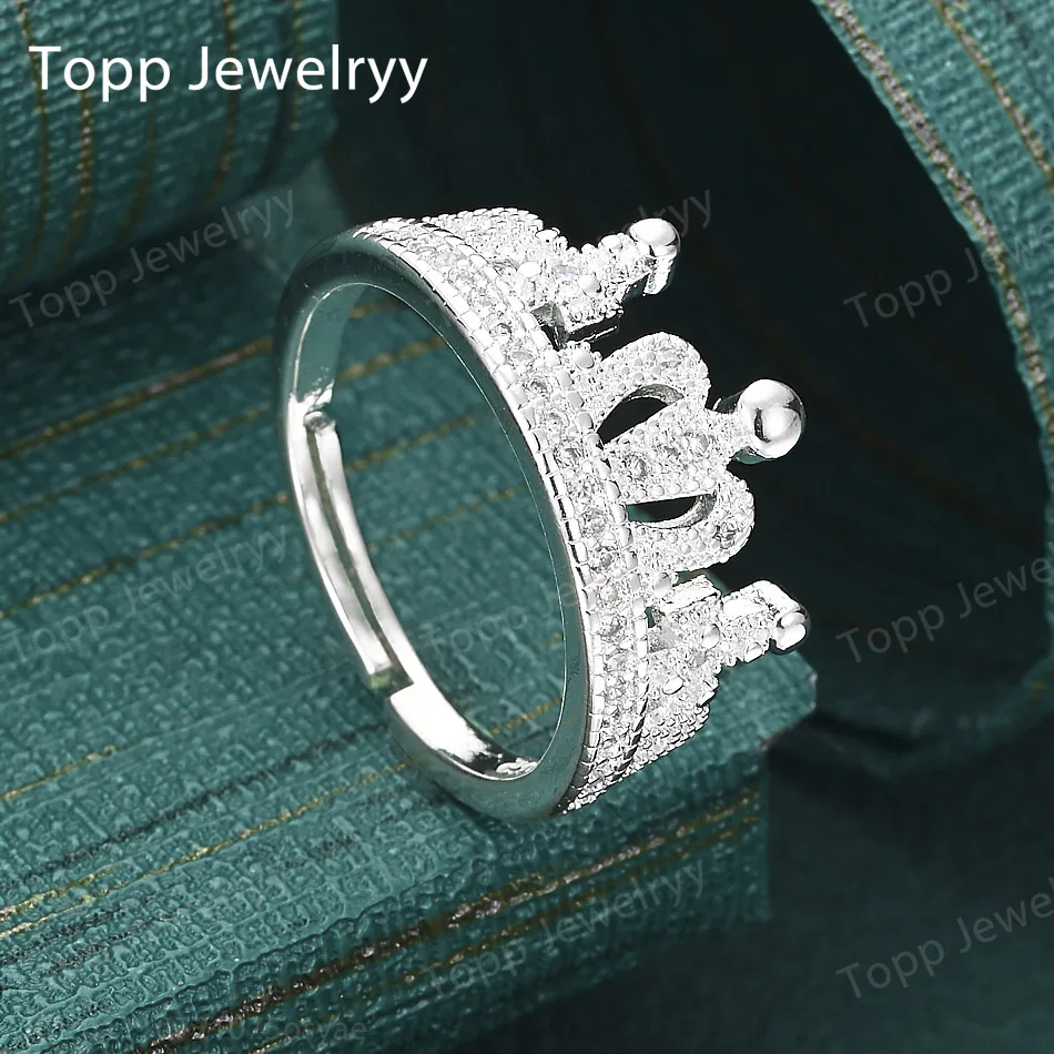 

Стильное кольцо из стерлингового серебра 925 пробы с открытым дизайном, роскошной короной и цирконием, женское, для помолвки, вечеринки, ювелирные украшения и аксессуары