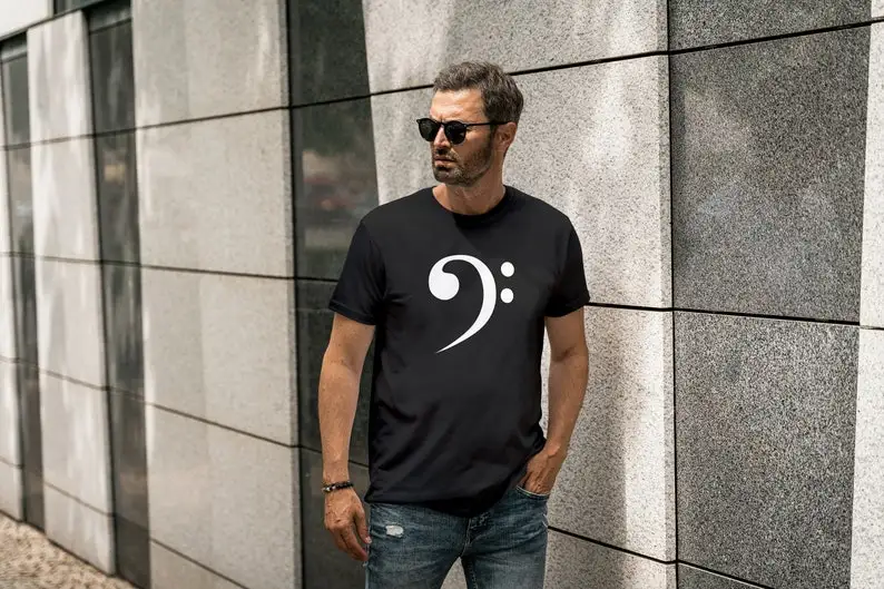 Bass clef, F clef, T-shirt, For drummers and Bass Guitarists. T-shirt