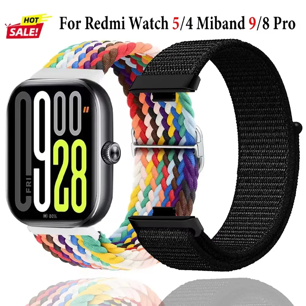 

Nylon Strap for Redmi Watch 4-5 Original Braided Breathable Sports watch strap Xiaomi Mi band 8 Pro Fabric for Miband 9 Pro