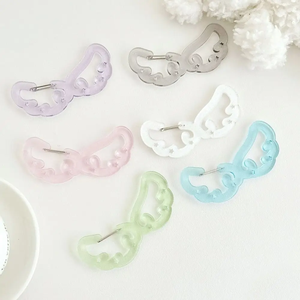 Nuevas alas estrellas forma mosquetón acrílico multiusos tarjetero llavero Color caramelo llavero gancho